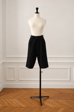 Yohji Yamamoto 1980s Women's Black Wool Pleated Bermuda Shorts S