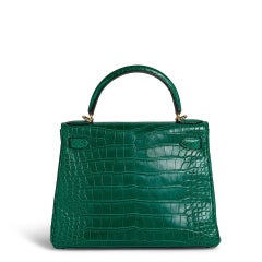 Hermès Malachite Kelly 28 Matte Alligator Gold Hardware, 2016