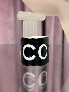 Chanel 2000's Branded COCO Black and White Resin Cuff with CC by Karl Lagerfeld