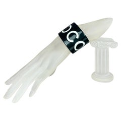 Chanel 2000's Branded COCO Black and White Resin Cuff with CC by Karl Lagerfeld
