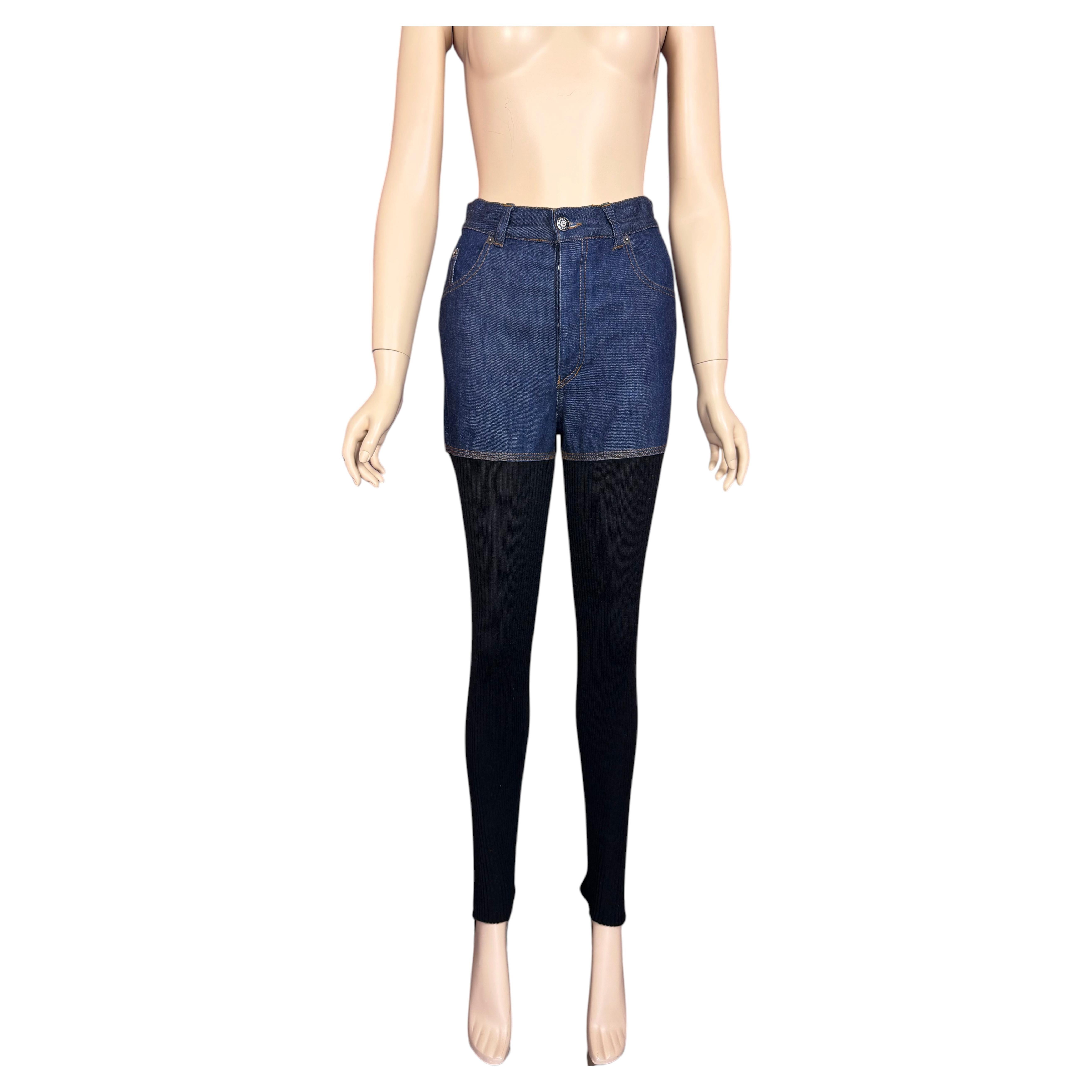 Jean Paul Gaultier Spring 1993 Black Knit and Blue Denim Jeans For