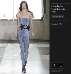 Giamba Primavera 2016 Sfilata Look 5: Tuta a righe metallizzate con applicazioni a forma di stella