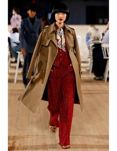 Marc Jacobs SPRING 2020 RUNWAY Red and Crystal Pinstripe Corduroy Wide Leg Pants