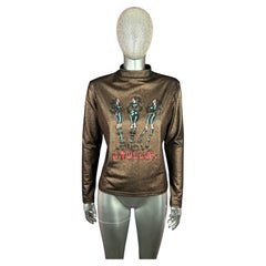 Jean Paul Gaultier FALL 1995 Metallic Bronze "Cruella" Print Mock Neck Top
