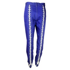 Jean Paul Gaultier Junior Spring 1992 Lace-Up Back Cobalt Blue Denim Trousers