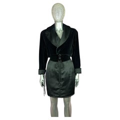 Claude Montana Fall 1995 RUNWAY Black Velvet & Satin Lace-Up Jacket & Skirt Set