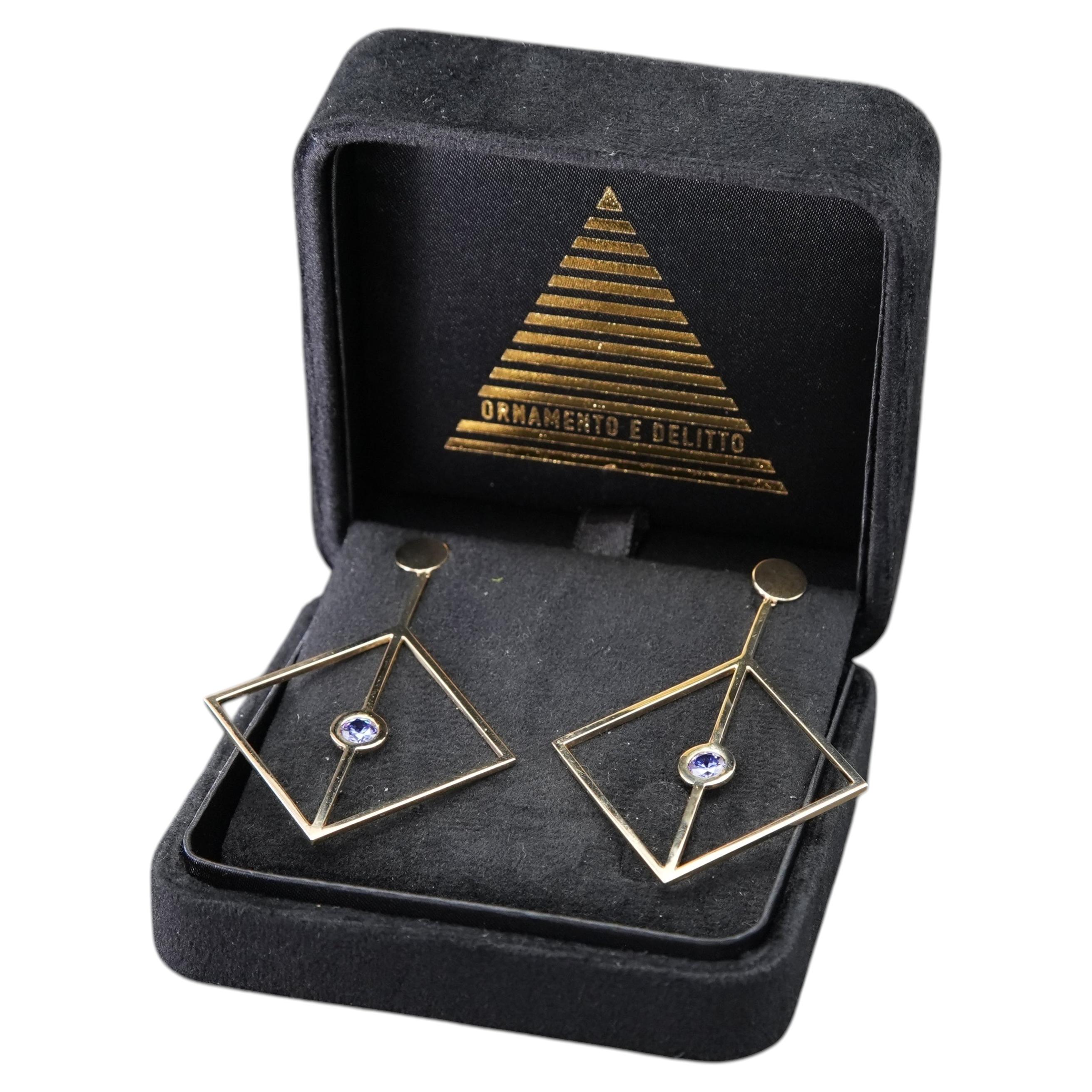 Bauhaus M24 Earrings in 9K Gold by Ornamento e Delitto