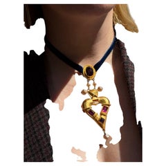 Rare Vintage Christian Lacroix Heart Pendant Necklace France 1990s