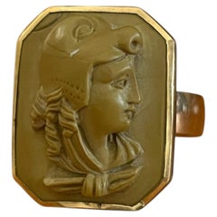 Annika Swedish Modern Carved Lava Cameo 925 Sterling Silver Ring, 2003