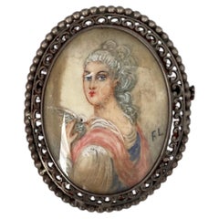 Art Deco Silver Filigree Miniature Portrait Brooch, Circa 1920s