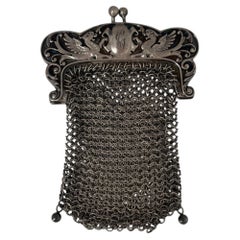 1880 French Victorian Griffin Embossed Mesh Coin Purse