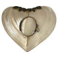 Antique Victorian Mother-of-Pearl Heart Locket Box, Circa 1880s
