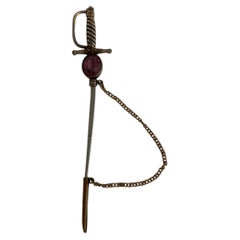 Edwardian Sword Jabot Pin with Amethyst Paste, c. 1900s