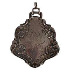 Antique Art Nouveau Sterling Silver Monogram Floral Pendant, c. 1900s