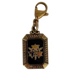Antique Fraternal Order Enamel Skull Charm with Lobster Clasp, Circa 1920