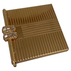 Mid-Century Gold-Tone Rhinestone Compact by Volupté, Circa 1950s