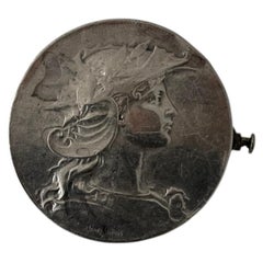 French Art Nouveau Silver Medallion Brooch by Henri Dubois Circa 1900 Boar Hallm