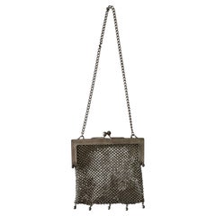 Antique German Silver Mesh Chain Link Evening Purse Bag C. 1910s-1920s