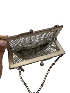 Antique German Silver Mesh Chain Link Evening Purse Bag C. 1910s-1920s