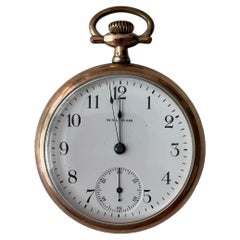Montre de poche ancienne Waltham de 1905, plaquée or, 15 rubis, à cadran ouvert, en état de marche