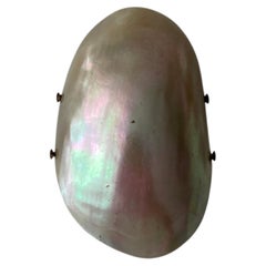 Art Deco Natural Mother of Pearl Shell Oval Dome Dress Clip c.1930s