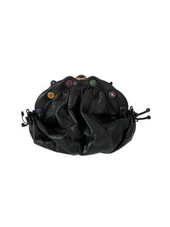 Vintage Judith Leiber Black Gemstone Frame Pouch Bag Convertible Clutch 1980s