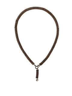 Collana con ciondolo a forma di spilla con cammeo in conchiglia di Cassis in stile vittoriano, catena HEB, intorno al 1880