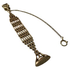 c. 1820s–1840s Georgian Hand Engraved Gold Filled Pocket Watch Key Fob Pendant