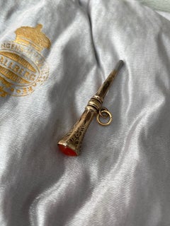 Georgian Antique Gold Filled Hand Engraved Pocket Watch Key Fob 1820s ~ 1840s