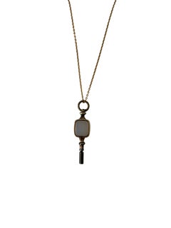 c. 1870s Victorian Pocket Watch Key Fob Pendant with Chalcedony