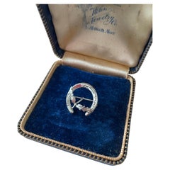 c. 1960s Vintage Sterling Silver Scottish Thistle Horseshoe Brooch