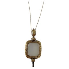 c. 1830s Georgian Hand-Engraved Chalcedony Watch Key Fob Pendant