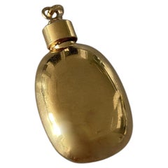 c. 1970s–1980s French Vintage Modernist Pebble-Shape Gold-Plated Perfume Bottle