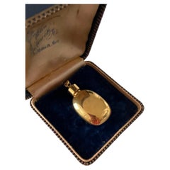 c. 1970s–1980s French Vintage Modernist Pebble-Shape Gold-Plated Perfume Bottle