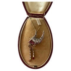 Vintage Italian Style 925 Sterling Silver Two-Tone Cornucopia Horn Pendant