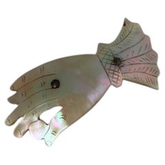 Antique Victorian Hand Carved Mother of Pearl Engraved Brooch, Circa 1890s