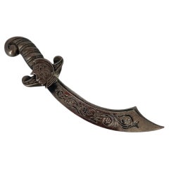 Vintage Mid-Century Sterling Silver Scimitar Sword Brooch Pin, Circa 1940s
