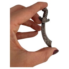 Vintage Mid-Century Sterling Silver Scimitar Sword Brooch Pin, Circa 1940s