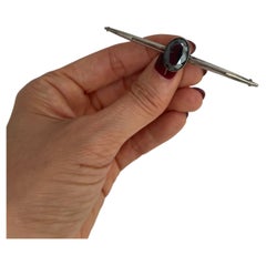Antique Art Deco French Silver Cut Glass Oversized Bar Brooch, Circa 1920s