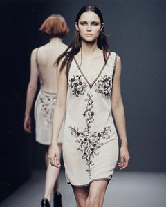 Prada FW1997 Beaded Velvet V-Neck Shift Dress (S/M)