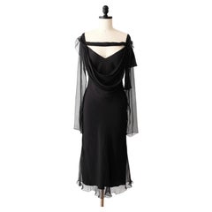 Vestido midi de seda negro con corte al bies de Christian Dior, diseñado por John Galliano, de los años 2000 (talla S)
