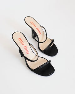 Miu Miu SS1998 Schwarze Sandalen mit Pailletten und zwei Riemen (36)