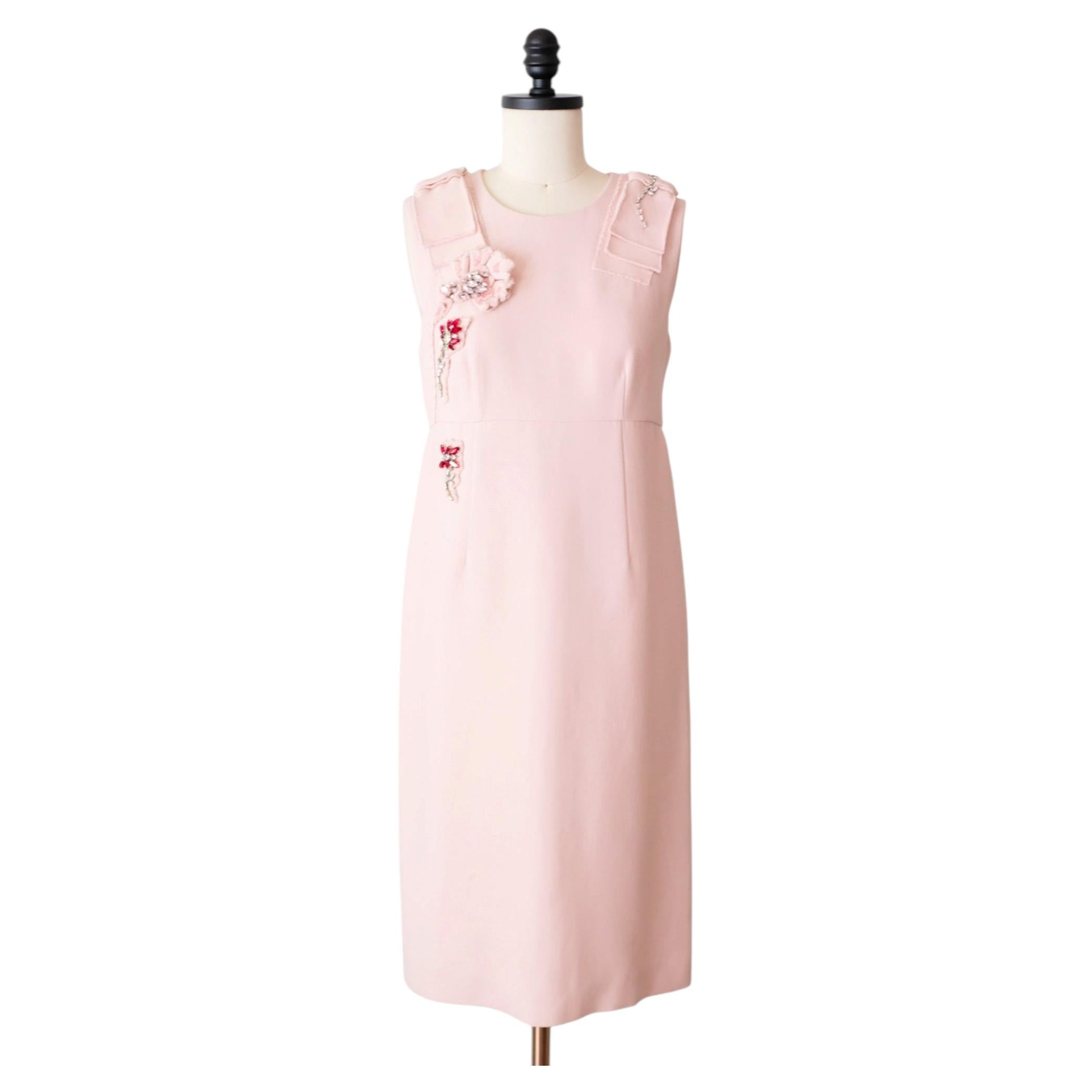 Prada FW2015 Embellished Pink Dress (S) For Sale