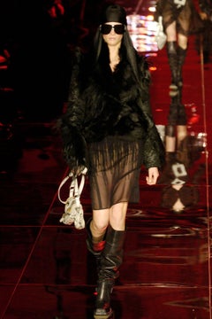 Jupe crayon midi en tweed « Dripping » Dior par John Galliano, collection automne-hiver 2006 (M)