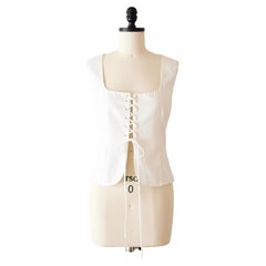 Miu Miu SS1998 White Lace Up Corset Tank Top with Pocket (S/M)