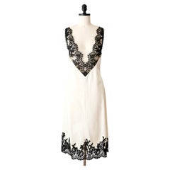 Celine by Phoebe Philo SS2016 White with Black Lace Slip Midi Dress (M)