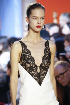 Celine by Phoebe Philo SS2016 White with Black Lace Slip Midi Dress (M)