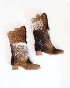 Chanel Métiers d'Art 2014 Speckled Ponyhair Fur Boots (38.5)