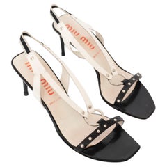 Miu Miu 2000s Black and White Studded O-Ring Harness Sandals (39)
