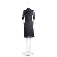 Yves Saint Laurent by Tom Ford Black Pleated Silk Runway Dress S/S 2001